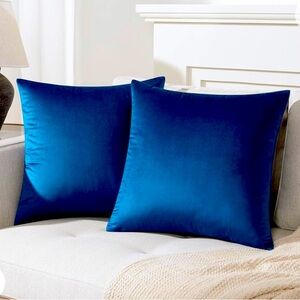 Mixhug Set 2 Blue Velvet Square Throw Pillow Covers